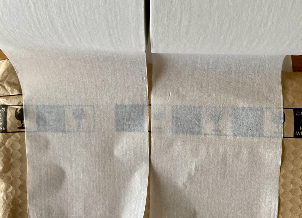 丸富製紙と無印良品のロングトイレットペーパー厚さ比較